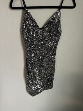 Crystal Doll Silver Sequin Mini Dress size 3
